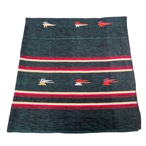 98"x49"  Chimayo Thunderbird Arrows Geometric Embroidered Stitch Sheet Curtain